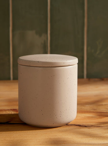 Speckled sand-coloured decorative jar